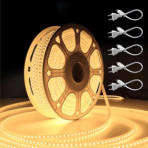 forus 50 meter led rope strip light  waterproof outdoor flexible decorative lighting  led neon rope light for diwali christmas balcony ceiling amp home decor warm white 1pc with 5 connectors
