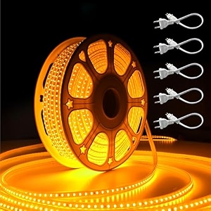 forus 50 meter led rope strip light  waterproof outdoor flexible decorative lighting  led neon rope light for diwali christmas balcony ceiling amp home decor amber 1pc with 5 connectors