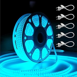 forus 50 meter led rope strip light  waterproof outdoor flexible decorative lighting  led neon rope light for diwali christmas balcony ceiling amp home decor ice blue 1pc with 5 connectors