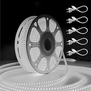 forus 50 meter led rope strip light  waterproof outdoor flexible decorative lighting  led neon rope light for diwali christmas balcony ceiling amp home decor cool white 1pc with 5 connectors