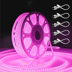 forus 50 meter led rope strip light  waterproof outdoor flexible decorative lighting  led neon rope light for diwali christmas balcony ceiling amp home decor pink 1pc with 5 connectors