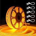 Forus 50 Meter LED Rope Strip Light | Waterproof Outdoor Flexible Decorative Lighting | LED Neon Rope Light for Diwali, Christmas, Balcony, Ceiling &amp; Home Decor, Amber 1Pc with 5 Connectors