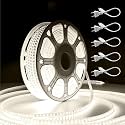 Forus 50 Meter LED Rope Strip Light | Waterproof Outdoor Flexible Decorative Lighting | LED Neon Rope Light for Diwali, Christmas, Balcony, Ceiling &amp; Home Decor, Natural White 1Pc with 5 Connectors