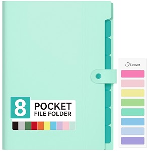 forvencer expanding file folder with 8 pocket letter size accordion file organizer portable folders for documents cute paper organizer filling products for school office supplies mint green