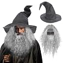 Forwe Wizard Hat Witch Hat Wizard Beard and Wig Set Halloween Costume Accessory for Men Women