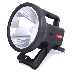 fos led search light 30w with 10400 mah lithium-ion battery range up to 2 km 2 modes rechargeable handheld torch - 1 year warranty - bis certified