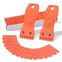 FOSHIO 2PCS Orange Plastic Razor Blade Scraper Tool and 100PCS Orange Plastic Blades for Gasket Remover, Sticker Remover, Labels Decal and Adhesive Remover for Windows and Glass