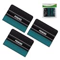 FOSHIO Vinyl Wrap Squeegee 4 Inch with Micro Fiber Suede Felt Edge, Scraper for Window Tinting, Sign Making and Sticker Wrap Application Tools, Pack of 3 Black Felt Squeegee for Vinyl