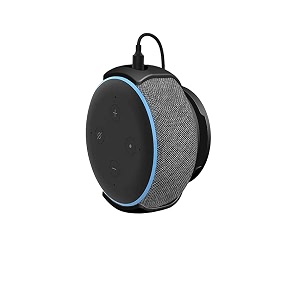 foso wall mount for alexa echo dot 3rd gen bracket stand holder for smart speaker built-in cable management hide messy wires for kitchen bedroom amp bathroom speaker not included black