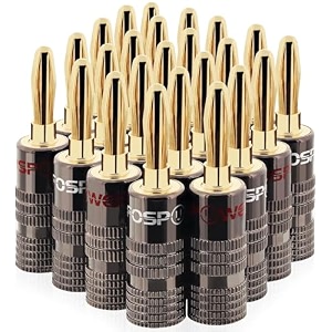 fospower banana plugs 12 pairs 24 pcs closed screw 24k gold plated speaker plug connectors for speaker wire wall plate home theater audiovideo receiver amplifiers and sound systems