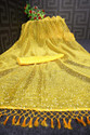fospy Woven Bollywood Net Saree (Yellow)