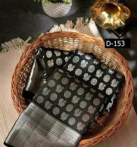 fospy woven kanjivaram silk blend saree black