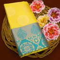 fospy Woven Kanjivaram Silk Blend Saree (Yellow)