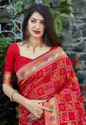 fospy Woven Kanjivaram Silk Blend Saree (Red)