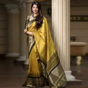 fospy Woven Kanjivaram Silk Blend Saree (Yellow)