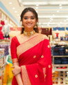 fospy Woven Kanjivaram Silk Blend Saree (Red)