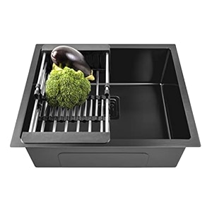 fossa 1834x1634x934 handmade single bowl kitchen sink premium stainless steel durable rust resistant scratch amp stain proof spacious deep bowl easy to clean modern modular sink  black matte finish