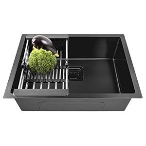 fossa 2034x1734x0934 premium stainless steel handmade single bowl kitchen sink  sink with waste coupling amp pvc waste pipe  black matte finish