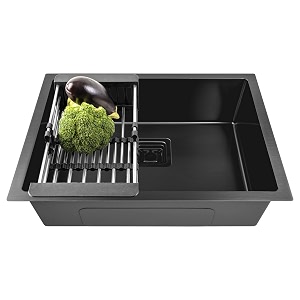 fossa 5-year warranty 2434x1834x1034 single bowl premium stainless steel handmade kitchen sink matte finish fs-05f black