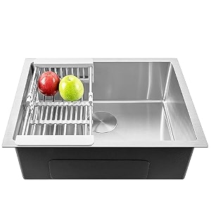 fossa 2434x1834x1034 single bowl premium stainless steel handmade kitchen sink round coupling matte finish fs-04r