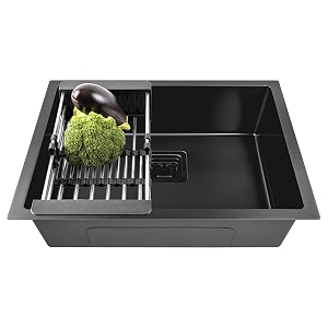 fossa 2434x1834x1034 inch single bowl premium stainless steel handmade kitchen sink matte finish black