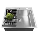 Fossa 24"x18"x10" inch Single BowL With Tap Hole Premium Stainless Steel Handmade Kitchen Sink (Matte Finish) Silver