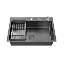 Fossa 24"x18"x10" Inch Single Bowl With Tap Hole Premium Stainless Steel Handmade Kitchen Sink (Matte Finish) Black