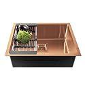 Fossa 24"X18"X10" Single Bowl Premium Stainless Steel Handmade Kitchen Sink Matte Finish FS-06F Rose Gold