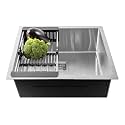 Fossa 24"x18"x10" inch Single Bowl Premium Stainless Steel Handmade Kitchen Sink (Matte Finish) Silver