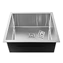 Fossa 24"x24"x10" Premium Stainless Steel Handmade Single Bowl Kitchen Sink | Scratch Resistant, Anti-Stain | Includes Coupling, Waste Pipe – Silver (Matte Finish)