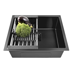 fossa 3034x1834x 1034 single bowl handmade kitchen sink 5-year warranty classic stainless steel 2 mm collar square waste coupling waste pipe amp fruit basket silver matte finish