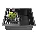 Fossa 18"x16"x09" Inch ????-???????????????? ???????????????????????????????? Single Bowl Premium Stainless Steel Handmade Kitchen Sink (Matte Finish) Black