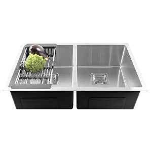 fossa 3734x1834x1034 double bowl premium stainless steel handmade kitchen sink matte finish fs-13f