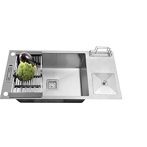 fossa 3734x1834x1034 single bowl with dustbin premium stainless steel handmade kitchen sink matte finish fs-30