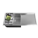 Fossa 37"x18"x10" inch Single Bowl With Drain Board Premium Stainless Steel Handmade Kitchen Sink (Matte Finish) Silver