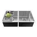 Fossa 37"x18"x10" Double Bowl Premium Stainless Steel Handmade Kitchen Sink Matte Finish FS-13F