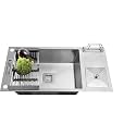 FOSSA 37"x18"x10" Single Bowl With Dustbin Premium Stainless Steel Handmade Kitchen Sink Matte Finish FS-30