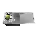 Fossa 40"x18"x10" Single Bowl With Drain Board Premium Stainless Steel Handmade Kitchen Sink (Matte Finish) Silver