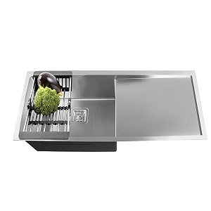 fossa 4534x2034x1034 single bowl with drain board premium stainless steel handmade kitchen sink matte finish fs-15 drain f