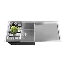 Fossa 45"x20"x10" Single Bowl With Drain Board Premium Stainless Steel Handmade Kitchen Sink Matte Finish FS-15 Drain F