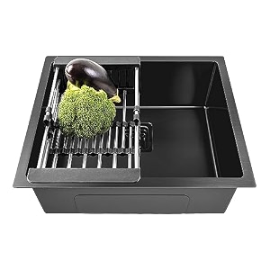 fossa 1834x1634x934 handmade single bowl kitchen sink 304 grade stainless steel durable rust resistant scratch amp stain proof spacious deep bowl stylish modular sink  black matte finish