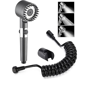 fossa snow 2-in-1 handheld shower set with filter  3-gear spray high pressure shower head for bathroom abs body 15m hose pipe amp wall hook 