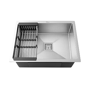 fossa 1834x1634x934 pure premium stainless steel single bowl handmade kitchen sink honeycomb embossed with nano coating durable rust resistant modern sink  silver matte finish