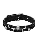 Fossil Men's All Stacked Up Leather Bracelet
