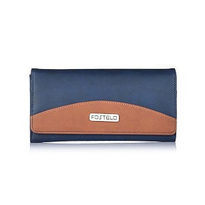 fostelo women39s faux leather two fold wallet blue medium