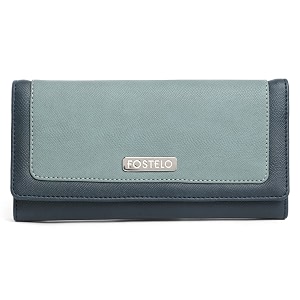 fostelo women39s faux leather three fold wallet grey medium