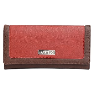 fostelo women39s faux leather three fold wallet red medium