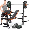 Fostoy Adjustable Weight Bench with Leg Extension, Preacher Curl & Butterfly Arm, 990lbs Heavy Duty Bench Press for Full Body Home Gym Workout