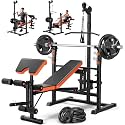 Fostoy Olympic Weight Bench with Lat Pulldown, Squat Rack &amp; Leg Curl