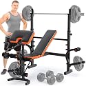 Fostoy Adjustable Weight Bench with Barbell Rack &amp; Incline Design